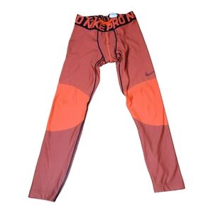 Nike Pro Compression Pants Boys Size XL Red Black B12‎